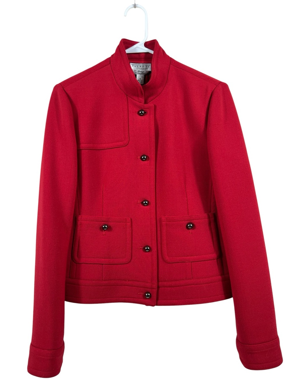 Talbots Collection Red Wool Blend Mock Neck Riding Jacket blazer size 6